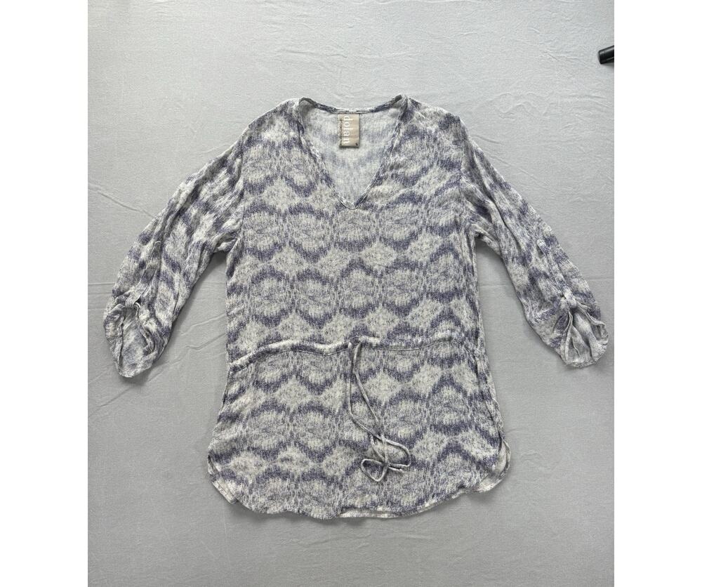 Anthropologie Dolan Left Coast Quintana MEDIUM Blue Gauzy Drawstring Tunic Shirt